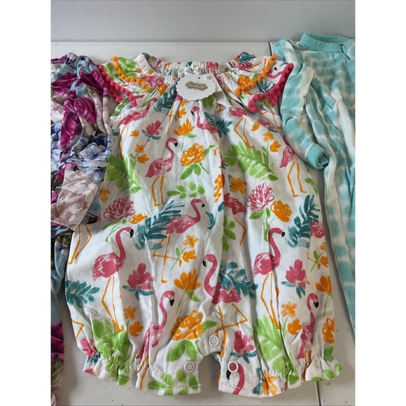 Baby girl 6-9 months 5pc lot Bamboo PJs Kyte , Mudpie romper NEW Floral - Picture 3 of 12